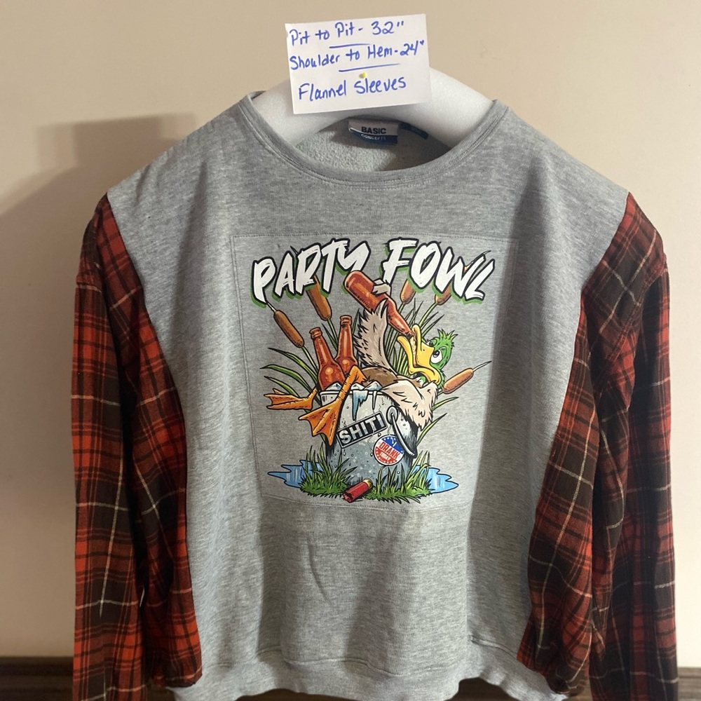 Gray and Red Party Fowl Hoodie size xl